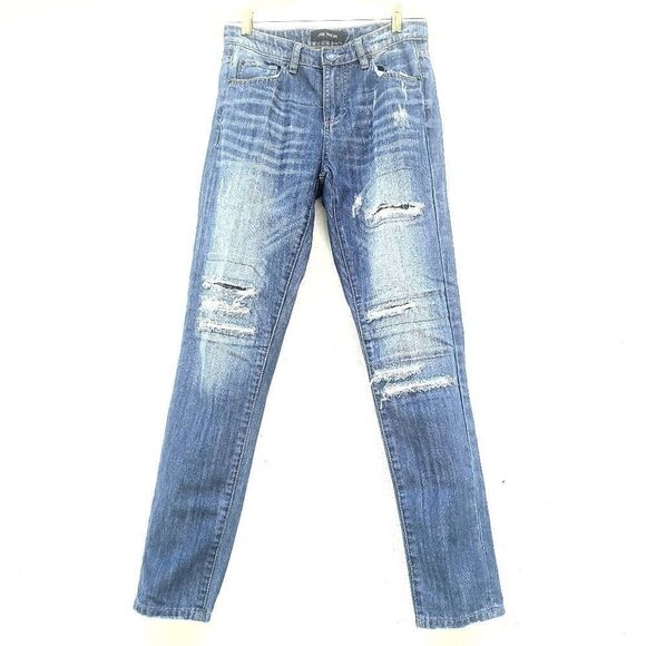 Joe Fresh Distressed Boy Friend  Boot Cut Blue Denim Jeans  25 - Picture 1 of 6